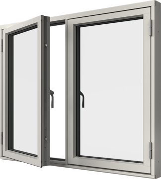 Sidohängt Elitfönster Original Alu 100 Tvåluft 3-glas Vitlackerad Aluminium