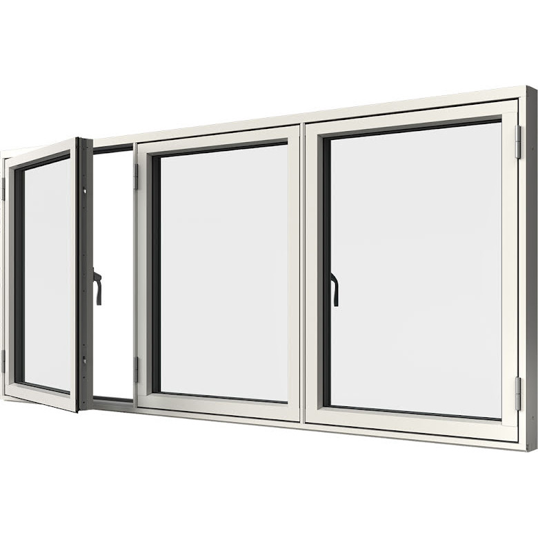 Sidohängt Elitfönster Original Alu 100 Treluft 3-Glas Vitlackerad Aluminium
