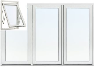 Vridfönster 3-luft Svenska Fönster Rund Profil 3-glas Vitlackerad Aluminium