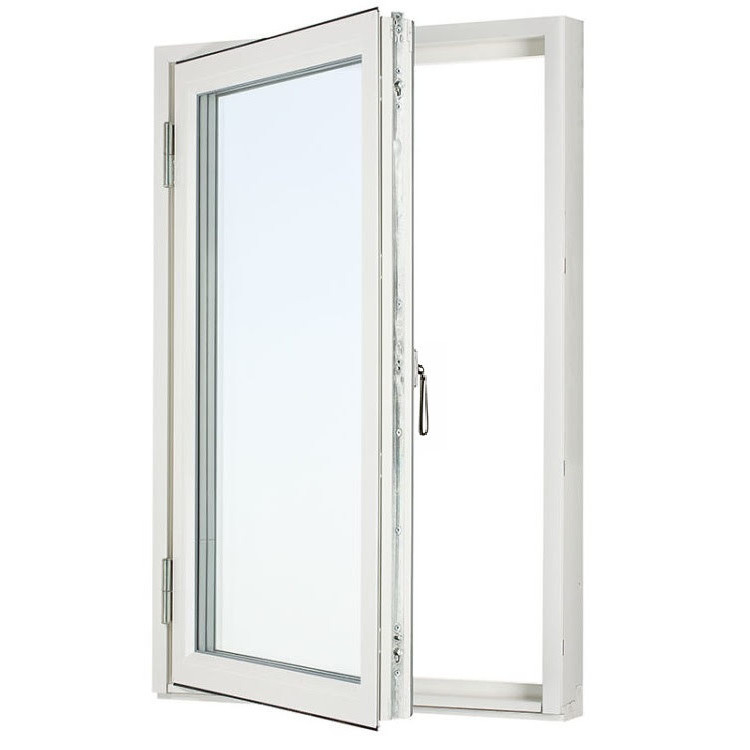 SIDOHÄNGT FÖNSTER SVENSKA FÖNSTER RUND PROFIL 3-GLAS VITLACKERAD ALUMINIUM
