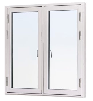 SIDOHÄNGT 2-LUFT FÖNSTER SVENSKA FÖNSTER RUND PROFIL 3-GLAS VITLACKERAD ALUMINIUM