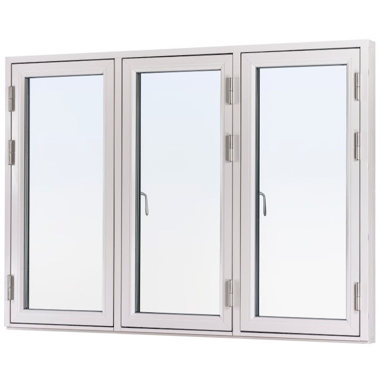 Sidohängt 3-luft Fönster Svenska Fönster Rund Profil 3-glas Vitlackerad Aluminium