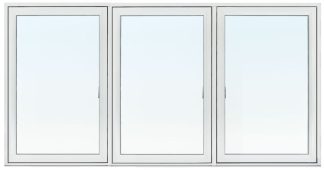 SIDESWING 3-LUFT FÖNSTER SVENSKA FÖNSTER RUND PROFIL 3-GLAS VITLACKERAD ALUMINIUM