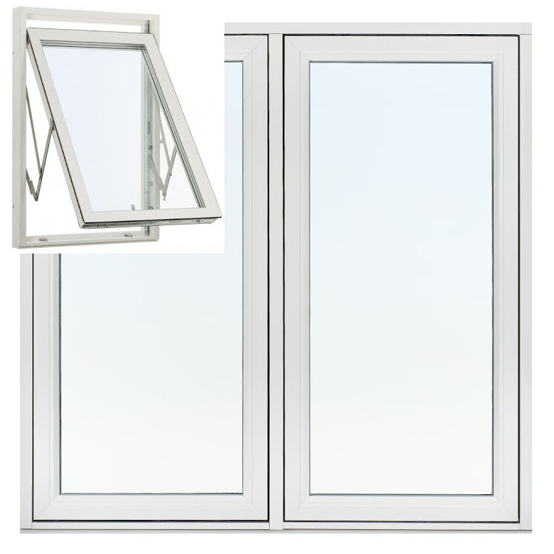 VRIDFÖNSTER 2-LUFT SVENSKA FÖNSTER RAK PROFIL 3-GLAS VITLACKERAD ALUMINIUM