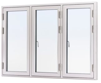 SIDOHÄNGT 3-LUFT SVENSKA FÖNSTER RAK PROFIL 3-GLAS VIT ALUMINIUM