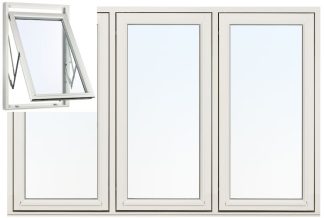 Vridfönster 3-luft Svenska Fönster Rak Profil 3-glas Vitmålat Trä