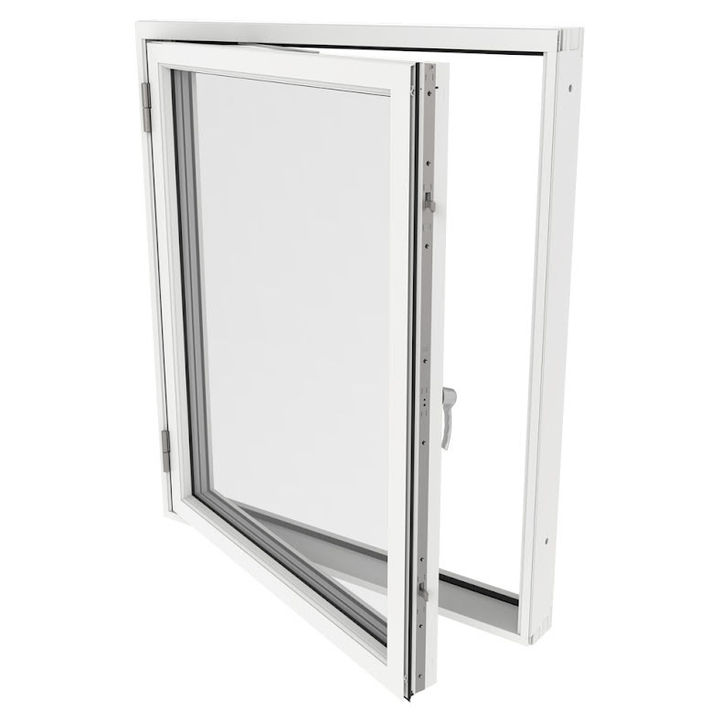 Sidohängt Fönster Outline 3-Glas Vitlackerad Alu