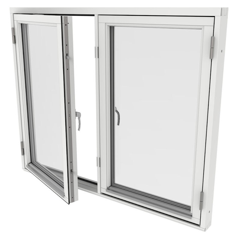 Sidohängt Fönster Outline Tvåluft 3-Glas Vitmålat Trä