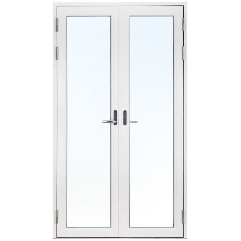 Helglasad Parfönsterdörr Svenska Fönster Rak Profil 3-glas Vitlackerad Aluminium