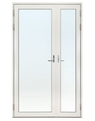 Helglasad Parfönsterdörr Asymmetrisk Svenska Fönster Rak Profil 3-Glas Vitlackerad Aluminium