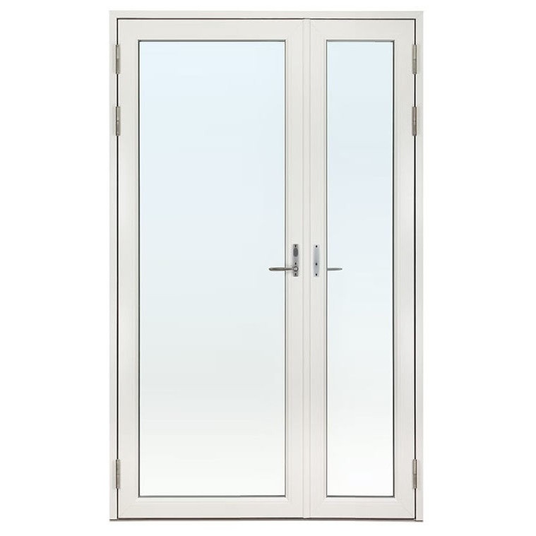 Helglasad Parfönsterdörr Asymmetrisk Svenska Fönster Rak Profil 3-Glas Vitlackerad Aluminium