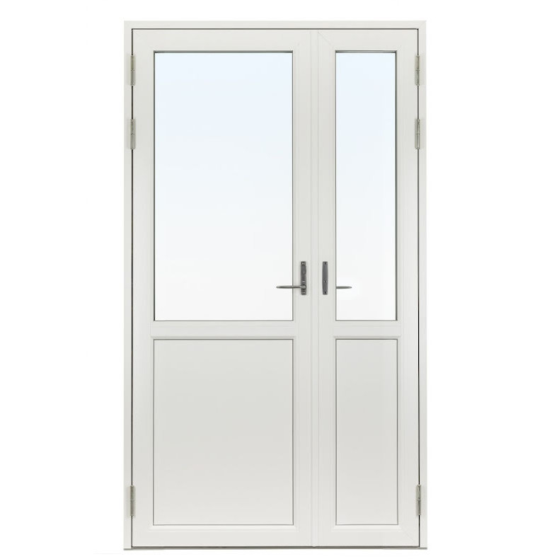 Parfönsterdörr Asymmetrisk Svenska Fönster Rak Profil 3-Glas Vit Aluminium