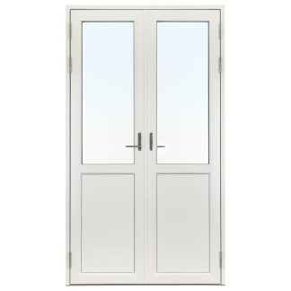 Parfönsterdörr Svenska Fönster Rund Profil 3-Glas Vit Aluminium