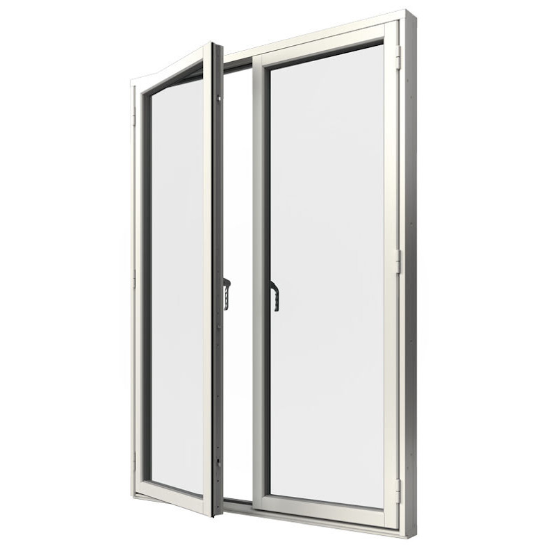Helglasad Parfönsterdörr Elitfönster Retro 3-Glas Vitlackerad Alu