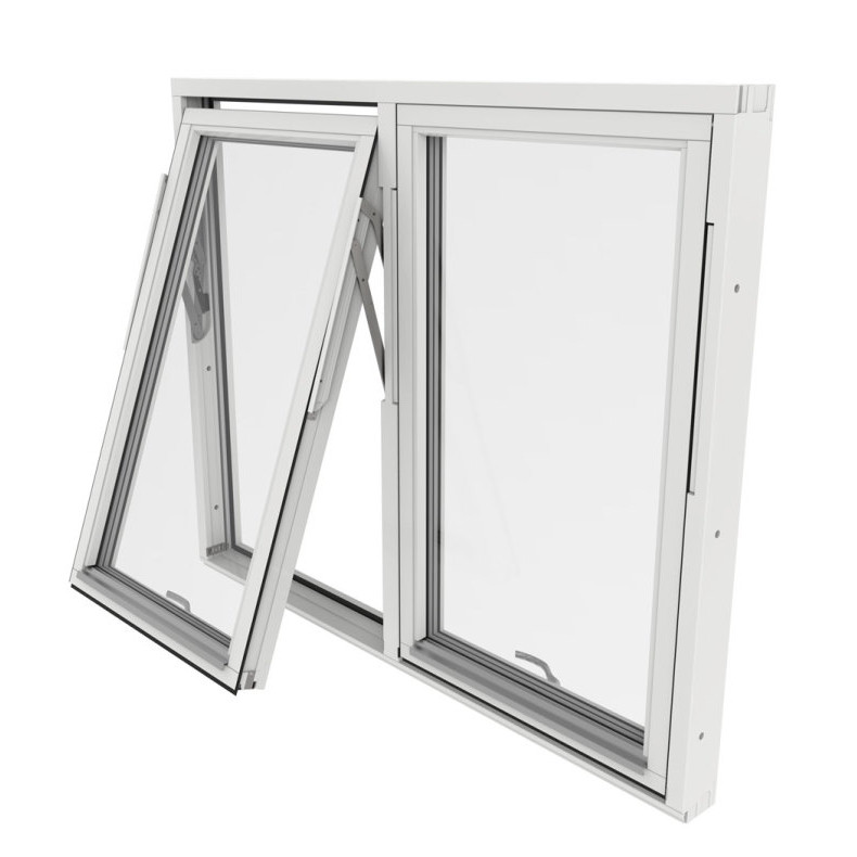 Vridfönster Outline Tvåluft 3-Glas Vitmålat Trä