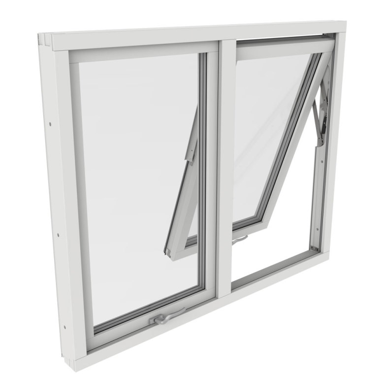 Vridfönster Outline Tvåluft 3-Glas Vitmålat Trä - Bild 2