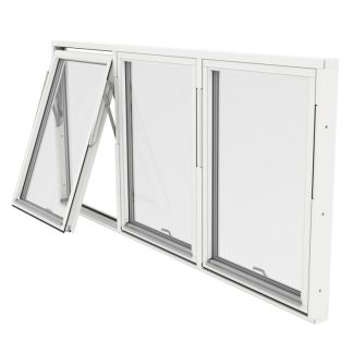 Vridfönster Outline Treluft 3-Glas Vitmålat Trä