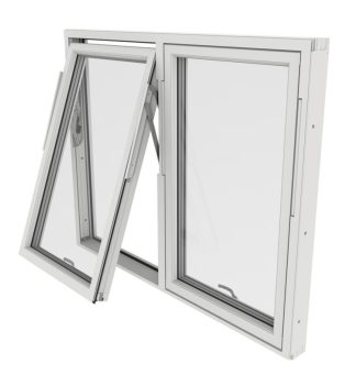 Vridfönster Outline Tvåluft 3-Glas Vitlackerad Alu