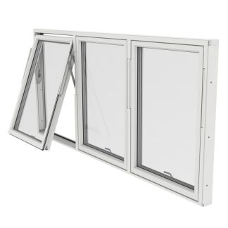 Vridfönster Outline Treluft 3-Glas Vitlackerad Alu