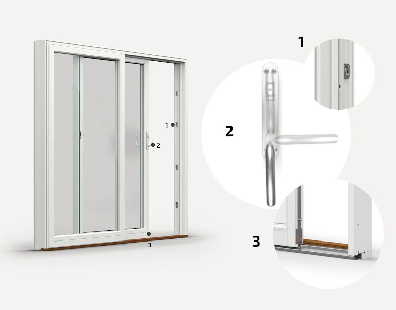 Skjutdörr Nordan Ntech 3-glas Vitmålat Trä - Bild 4